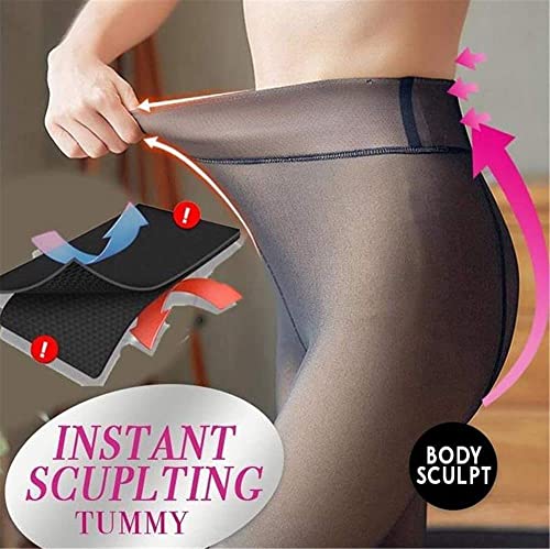 Women Winter Warm Fleece Lined Tights Pantyhose Fake Translucent Leggings Stretchy High Waist Sheer Solid Stocking4