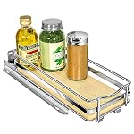 LYNK PROFESSIONAL® Élite™ Pull Out Spice Organization for Cabinets - 4-3/8 inch Wide – Spice Rack for Inside Cabinets – Wood/Chrome - Sliding Spice Rack Organizer for cabinet – Spice Rack - 1 Tier