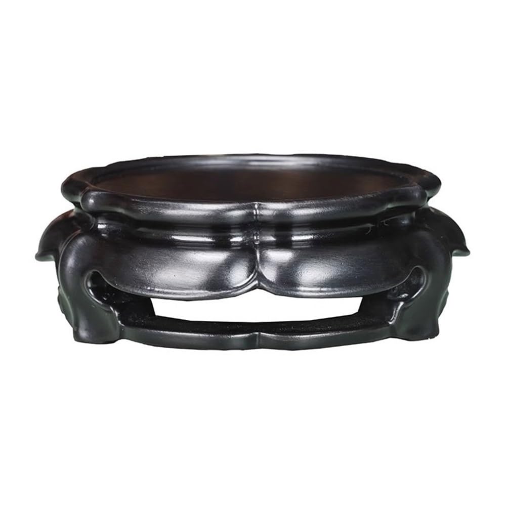 V2t9R4m7 Bonsai pot stand Purple Sandalwood Round Vase Teapot Bonsai Flowerpot Carving Base Racks Bonsai display stand(Small)