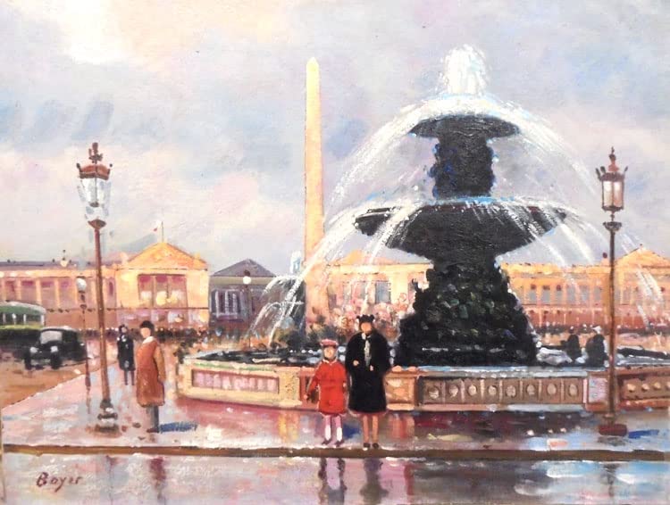 油彩画 噴水の風景 【公式通販】