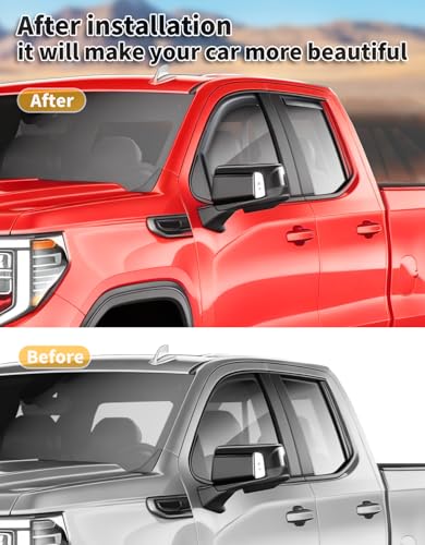 Image of Window Rain Guards for Chevy Silverado /GMC Sierra 1500 Double Cab 2019-2026 | Saleago,in-Channel,Extra-Thick,Extra Durable,Window Visors,Window Deflectors,Vent Visors,Vent Shades,Truck Accessories,PC