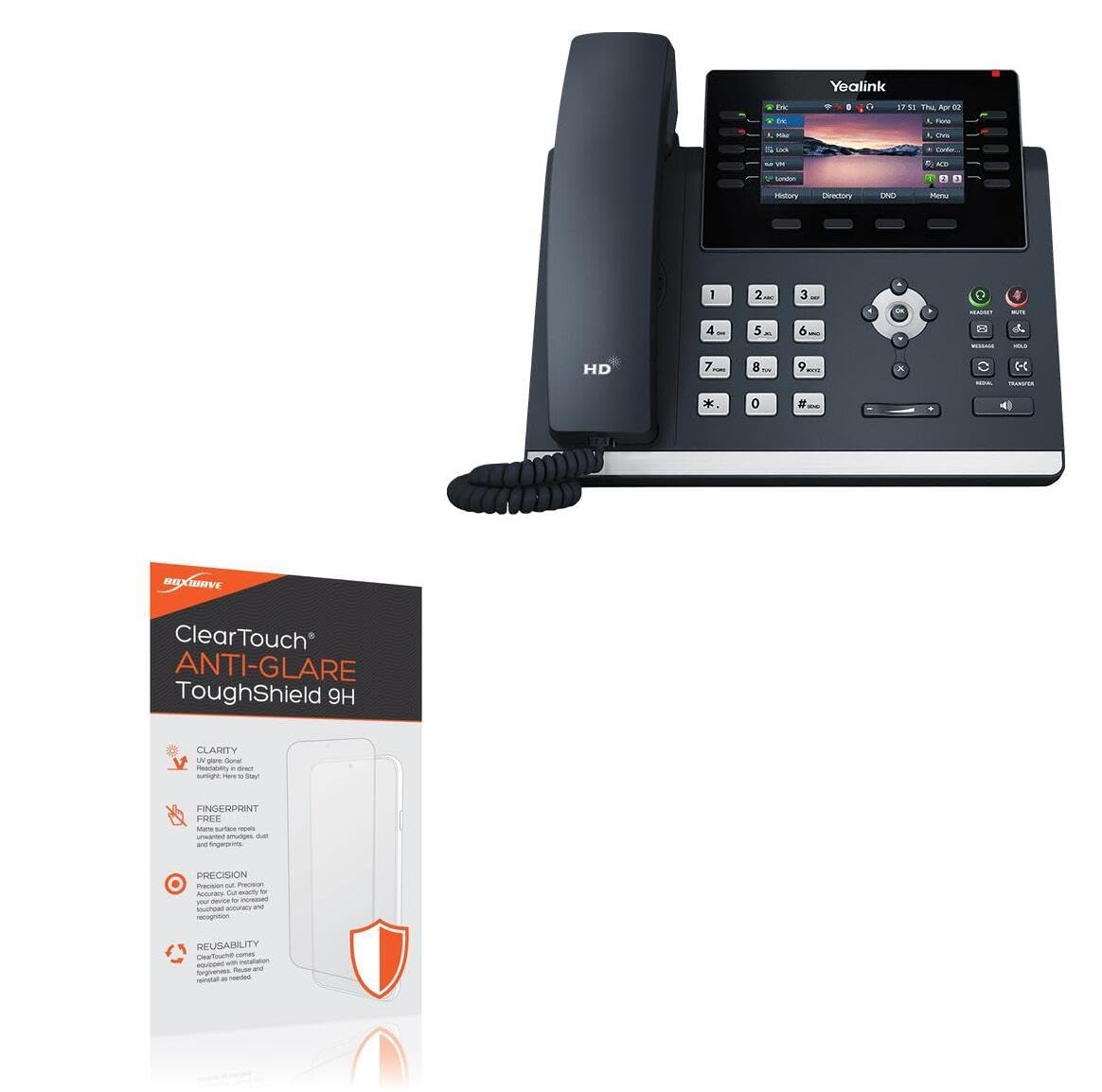 BoxWave Screen Protector Compatible with Yealink SIP-T46U - ClearTouch Anti-Glare ToughShield 9H (2-Pack), Anti-Glare 9H Tough Flexible Film Screen Protector