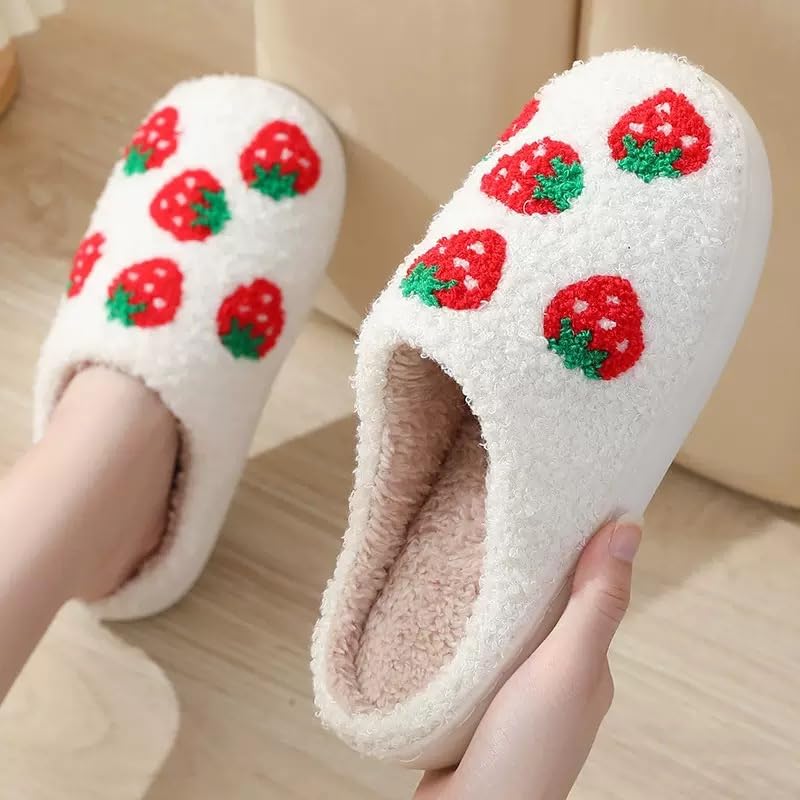 Image of Cute House Slippers for Women Men with Memory Foam Retro Happy Face Cozy Shoes