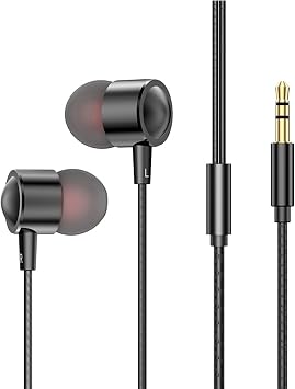 Wired in-Ear Earphones, Lightweight 3.5mm Headphones with Clear Sound for Smartphones MP3 Players No Mic Black