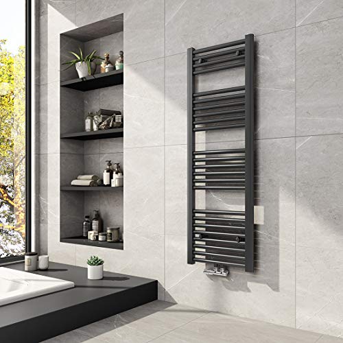 Badheizkörper 1200x400mm Mittelanschluss 458 Watt Anthrazit, Handtuchtrockner Handtuchwärmer Design Heizkörper für Bad Heizung Radiator