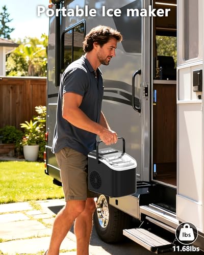 Countertop Ice Maker Machine: 12KG/24H, 8 Bullet Ice Cubes Ready in 6 Minutes, Self-Cleaning with Basket and Scoop for Home, Kitchen, and Parties (Black) - Image 2