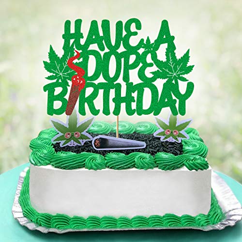 Vivicraft Have a Dope Birthday Cake Topper, Marijuana Birthday Cake Topper, Glitter Green Leaf Birthday Cake Topper for Cannabis Cake Decoration, Marijuana Party Decorations Decor (6.81’’ x 4.37’’) 4 Vivicraft Have a Dope Birthday Cake Topper, Marijuana Birthday Cake Topper, Glitter Green Leaf Birthday Cake Topper for Cannabis Cake Decoration, Marijuana Party Decorations Decor (6.81’’ x 4.37’’) - Image 5