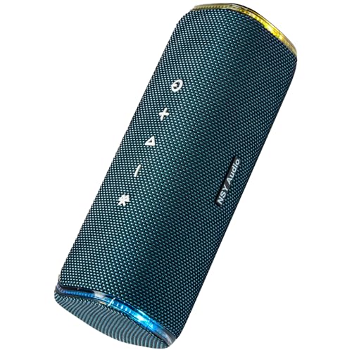 NSY Audio Portable Bluetooth Speaker for Shower, IPX7 Waterproof Outdoor Sandproof Beach Speaker, 25-Hour Playtime, Bass Boosted, LED Lights, Built-in Microphone, TWS Pairing for Pool, Blue
