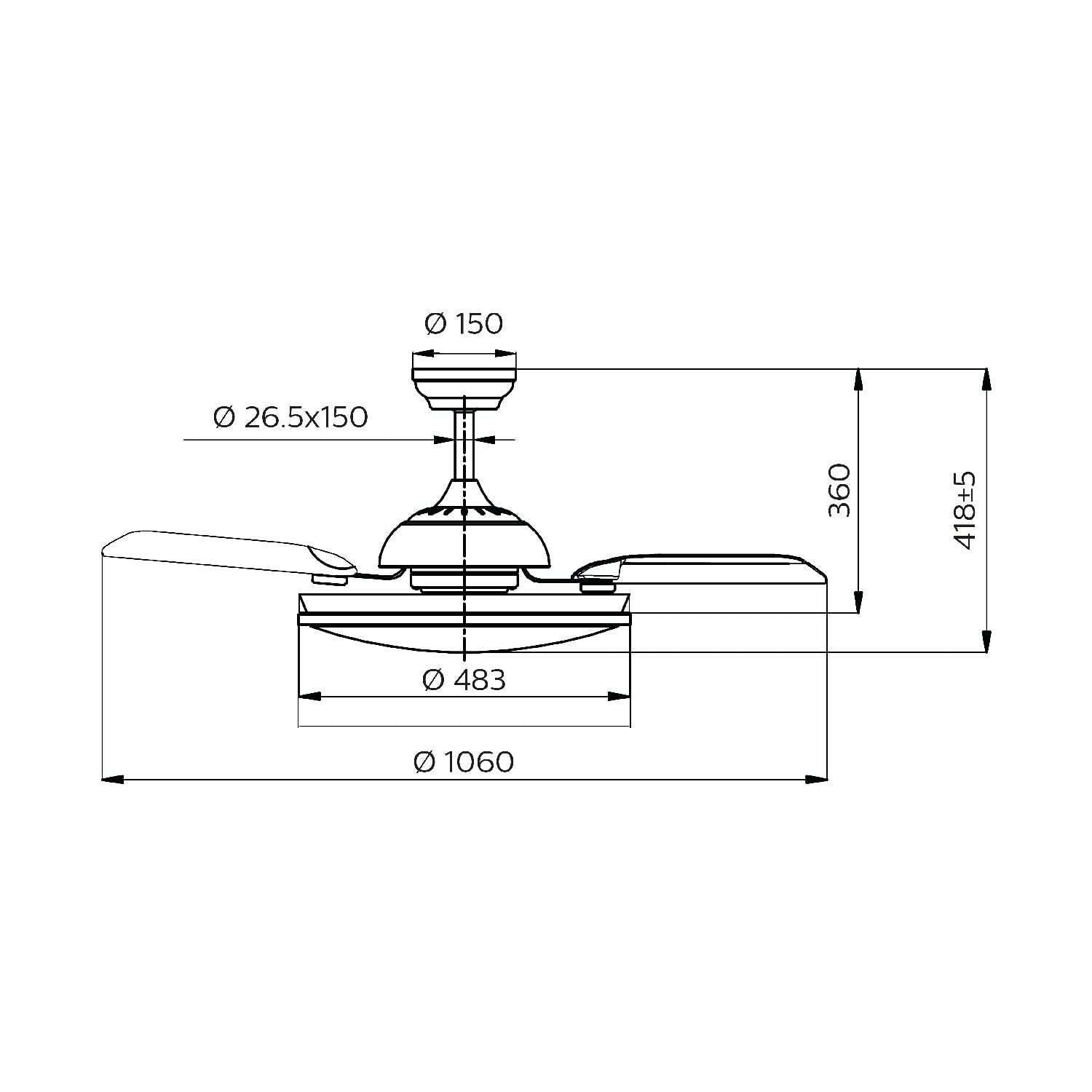 Philips Lighting Atlas DC Lampada LED da Soffitto con Ventilatore, Dimmer a fasi, LED Integrato, Aria Calda o Fredda, 28+35W, Telecomando Incluso, Nichel