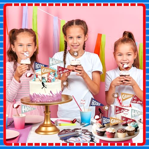 Augacage AUGACAGED011 96 Pcs Baseball Cupcake Toppers Baseball Sports Theme Cupcake Picks Baseball Cake Decorations thumb #6