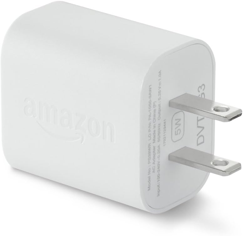 Cargador OEM oficial USB de 5 W de Amazon y adaptador de corriente para tabletas Fire y eReaders Kindle - Blanco