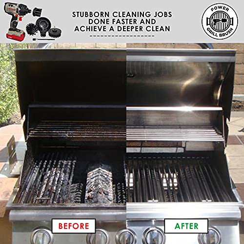 Power Grill Brush - Grill Brush 5 Piece BBQ Cleaning Kit - Nylon Safe Bristle, Wire Free, Safe for All Grates Stainless Steel, Porcelain, Charcoal Smoker Grill Cleaner Scraper, Accessories Outdoor by Power Grill Brush - Used condition - Image 6