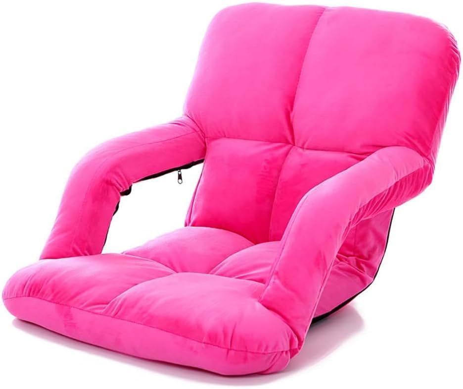 Asiento reclinable de estadio de 5 posiciones con marco de aleación, silla portátil para mayor comodidad y apoyo (color rosa)