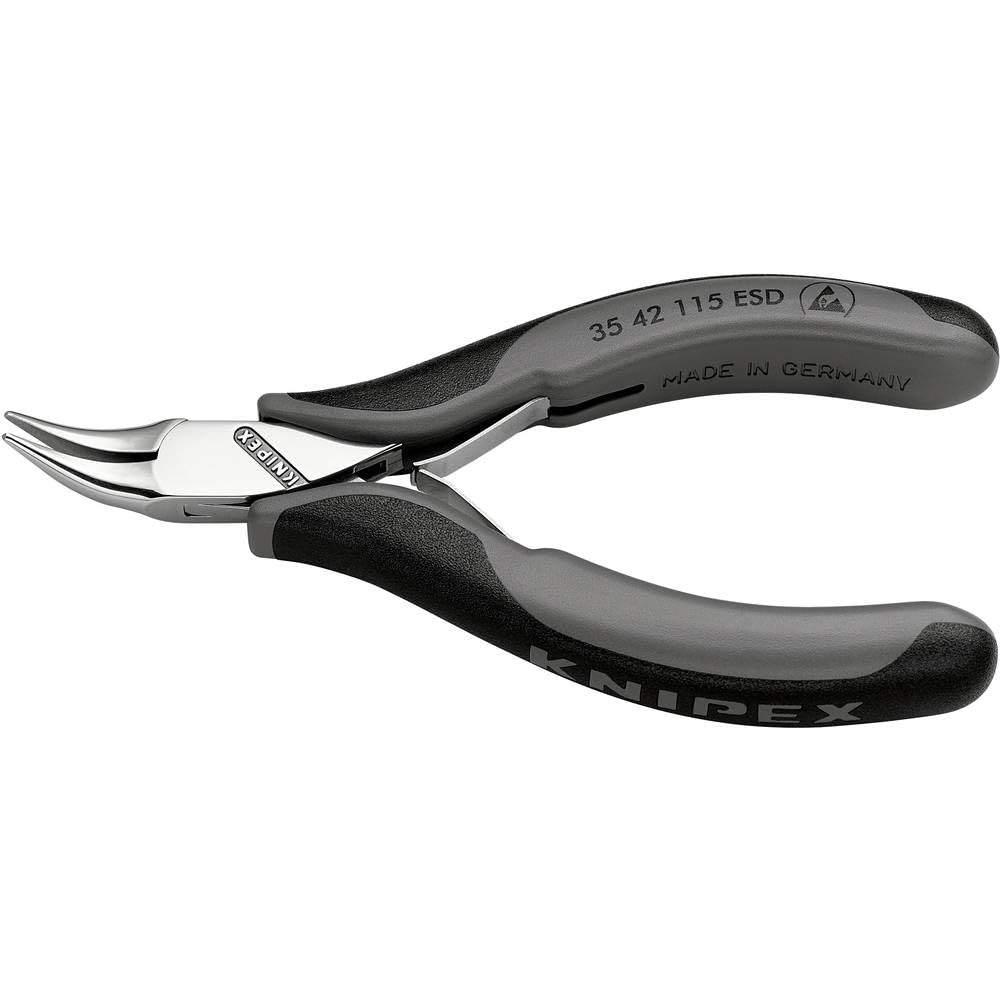 KNIPEX Alicate de montaje para electrónica ESD con articulación machihembrada pulido espejo con mangos multicomponente 115 mm, 35 42 115 ESD