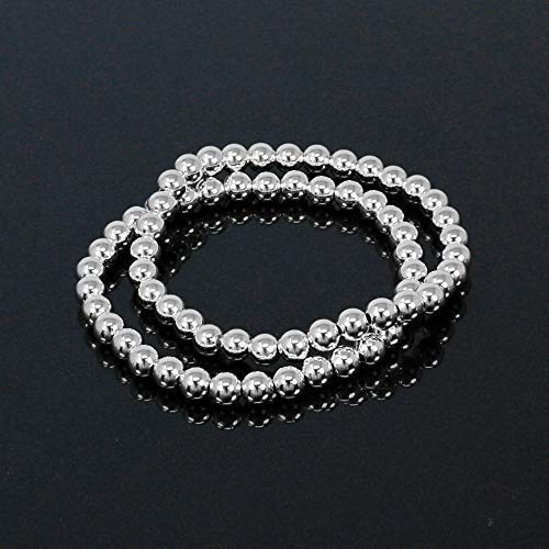 by You Stainless Steel Gold Silver Beaded Ball Bracelets for Women Stretchable Elastic Bracelet Set3