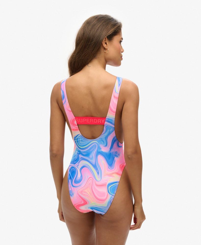 Superdry Maillot de bain pour femme avec décolleté plongeant dans le dos et imprimé