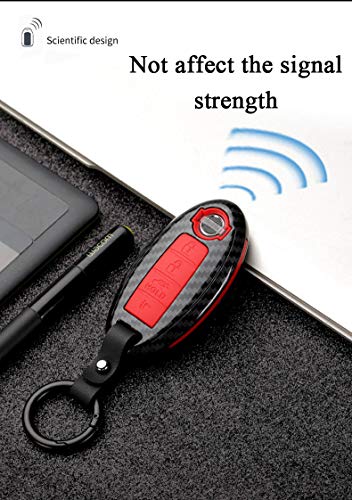Sanrily 1Pcs 2-Button Key Fob Cover For Honda Vezel Civic City Jazz Accord Crosstour Hr-V 2015-2018 Keyless Remote Key Case Carbon Fiber Texture Abs Silicone Protective Key Shell With Keychain Red #TOP5