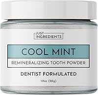 JustIngredients Remineralizing Tooth Powder: Fluoride-Free, Vegan Natural Whitening & Enamel Strengthener for Fresh Breath