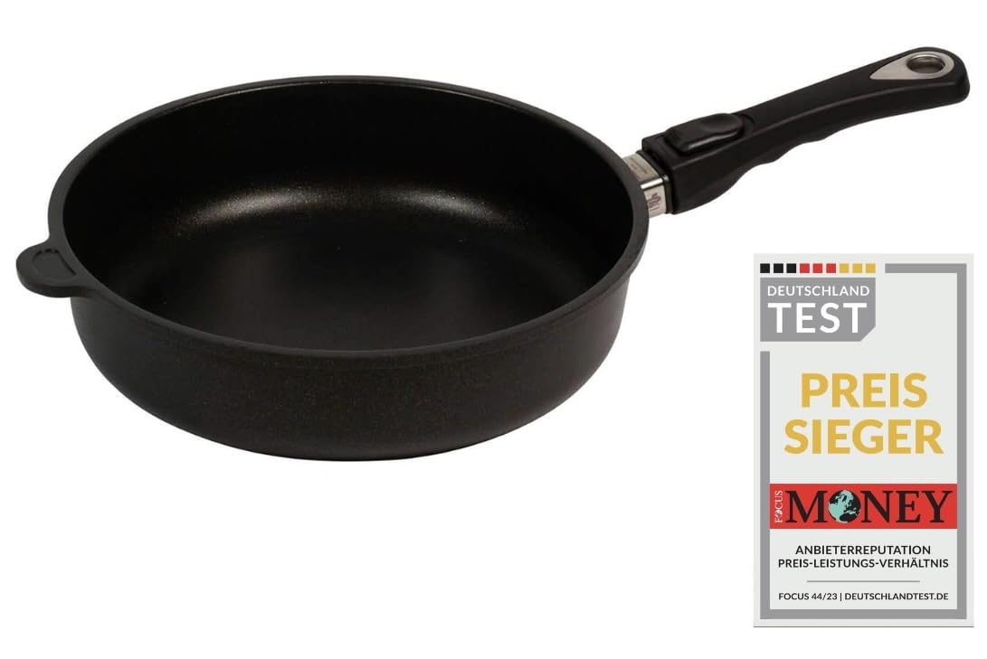 AMT Sauteuse Haut 26 cm, sauteuse antiadhésive, induction, poignée amovible