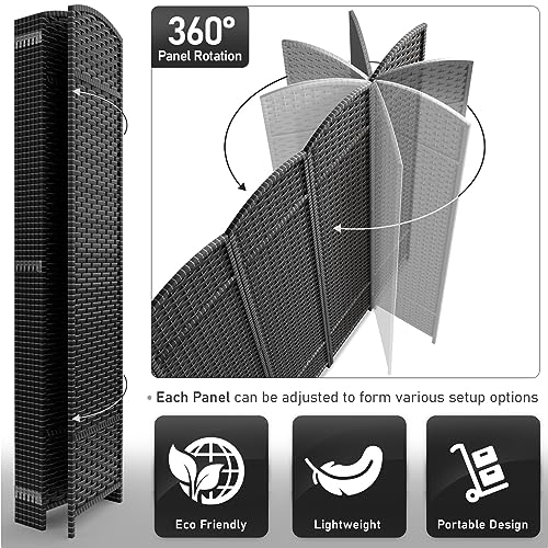 Sorbus 8 Panel Room Divider 6 ft. Tall - Privacy Screen, Extra Wide Double Hinged Panels, Mesh Hand-Woven Design, Partition Room Dividers and Folding Privacy Screens, Wall Divider for Room Separation