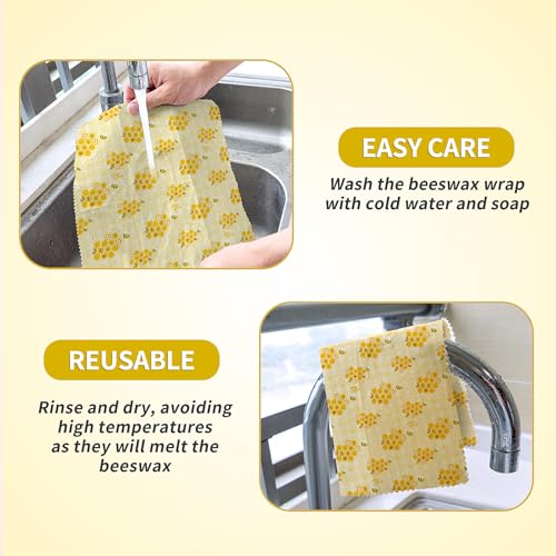Beeswax-Food-Wrap-9-Pack-5S-3M-1L-Reusable-Beeswax-Wraps-for-Food-Preservation-Beeswax-Wraps-Reusable-for-Storage-Plastic-Free-SolutionHoneybee-Series