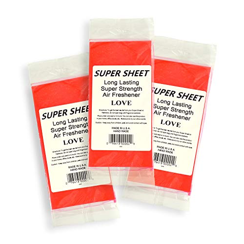 Image of Super Sheet Small (7.5 inchx3.75 inch) Under Seat Car Air Freshener, 3-PACK (Love)