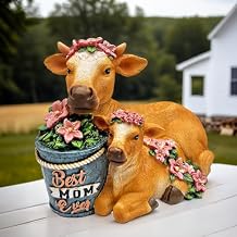 Best Mom Cow and Calf Charming Figurine, 6 Keepsake Jersey Statue