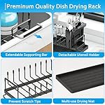 ANTOPY Sink Dish Drying Rack - Expandable Small Dish Rack Over Sinks with Silicone Drying Tray, Dish Drainer for Kitchen Counter with Cutlery Holder, Drying Rack Fit for 14’’-19’’ Kitchen Sink - Image 5