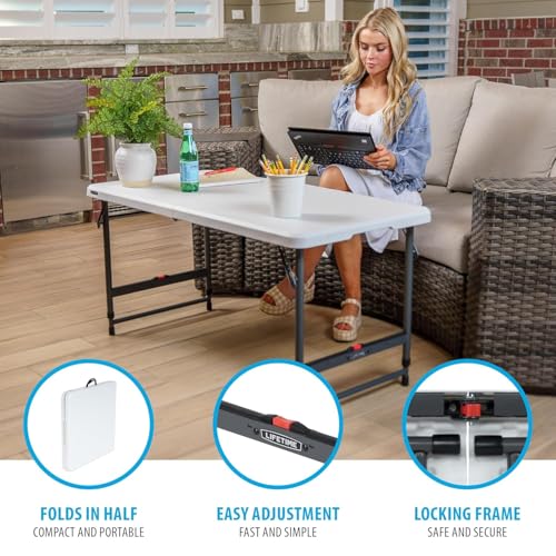 Add LIFETIME 4 Foot Folding Dining Table White Granite - Image 6