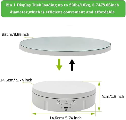 Miniatura 2 de JAYEGT Soporte de exhibición giratorio motorizado 2 en 1 con cubierta de repuesto de espejo, carga máxima de 22 libras, soporte de exhibición