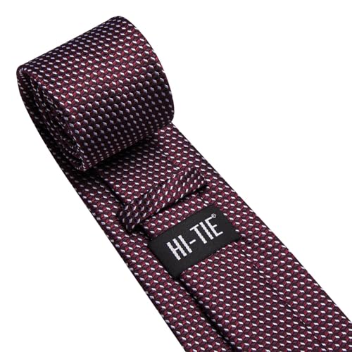 Image of Hi-Tie 70 inches Ties for Men Silk Extra Long Necktie and Pocket Square Cufflinks Set Men Big and Tall Tie Business
