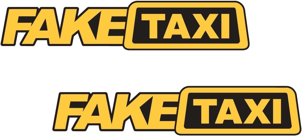 COPPIA DI ADESIVI 2 FAKE TAXI PER AUTO MOTO SCOOTER QUAD MOTOCROSS ADESIVO IN VINILE GIALLO E NERO JDM TUNING STICKERBOMB