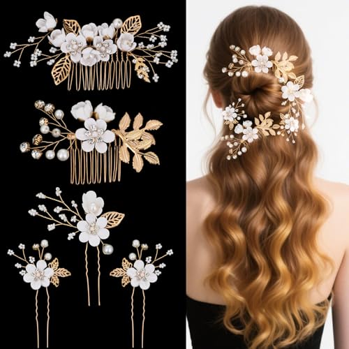 Haarschmuck Hochzeit, 5 Stück Brautschmuck, Haarschmuck Hochzeit, Brautschmuck Haare für die Braut Frauen Brautjungfer