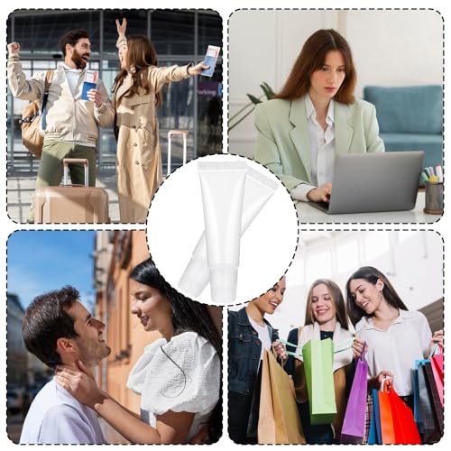 10 Pcs Refillable Travel Toothpaste Tube Empty Lip Gloss Tubes 10ml Clear Lip Balm Containers Refillable Empty Tubes Bottles Balm for Sample Shampoo Makeup Facial Cleanser Lips Gloss4