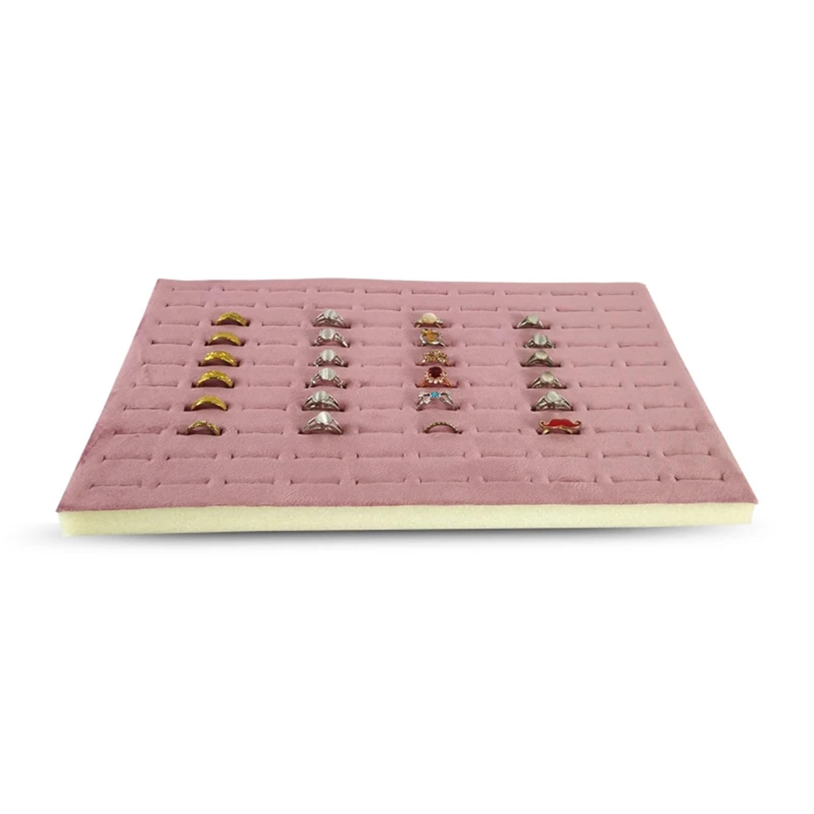 LSNNMU 5pcs Hundred Positon Ring Display Mat Storage Props Jewelry Tray Inner Liner Box Insert Pad DIY Sponge 33.5 * 22.5 * 1cm For Jewelry(Pink Velvet)