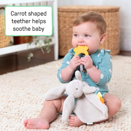 Image of Ingenuity Cozy Sylvi Plush Lovey Baby Teether - Soothe Gums - Self Soothing - Plush Bunny - Ages 0M+