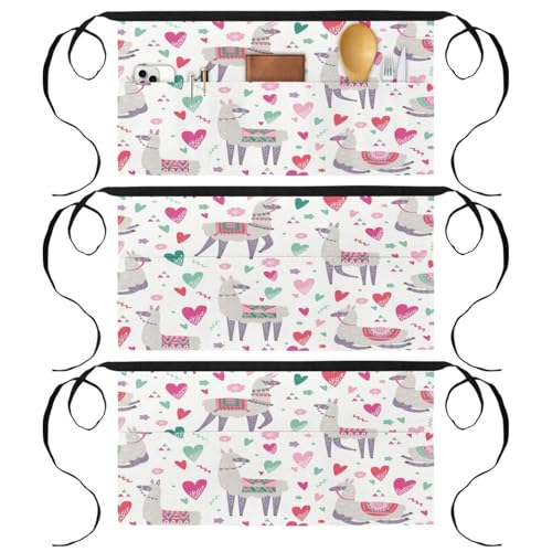 Demi-tablier pour cuisine et pâtisserie au motif lama coloré et joyeux