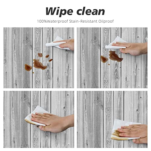 Fatttycy Grey Round Table Cloth Wood Grain Tablecloth Elastic Edge Fitted Table Cover Fits Tables Up To 40"-44" Diameter #TOP5