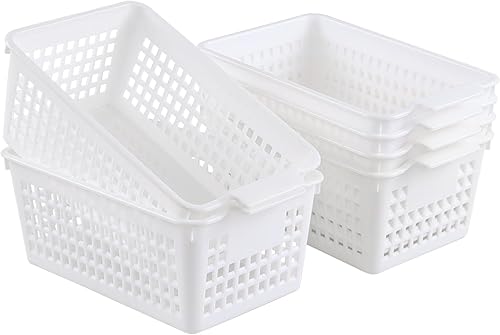 Paquete de 6 cestas de almacenamiento de plástico blanco, cesta de almacenamiento pequeña disponible en Yaxa Colombia