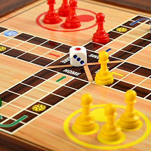 Image of 12 Inch Magnetic Wooden Chess Board Made With Indian Rosewood With Chess Set And 2 Extra Queens. Cup Board Style Folding Games (Ludo And Chees), All Age, Brown