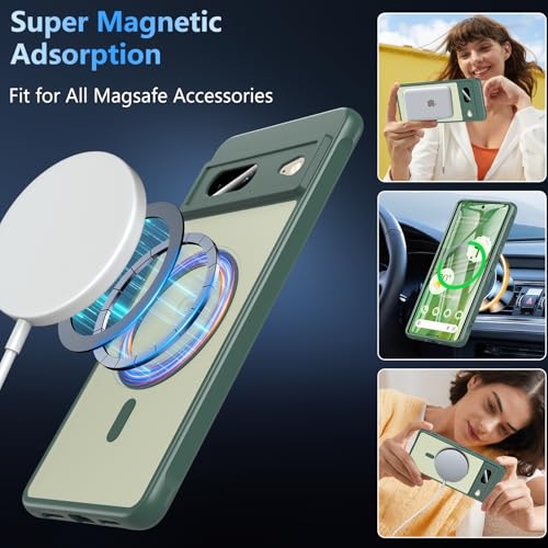 Coque Google Pixel 7 magnétique antichoc verte avec protège-écran - 3