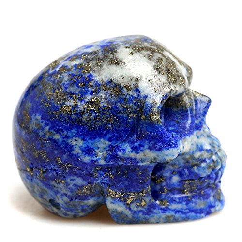 Healing Skull Crystal Quartz Carved Gemstone Collectible Figurine Stone (Blue) #TOP3