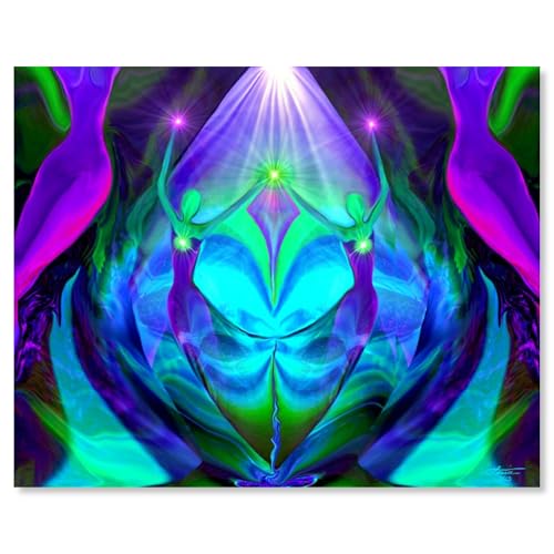 Teal Wall Decor, Meditation Room, Twin Flames Print "Unity"