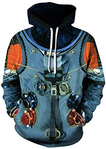 QingLemon Unisex Hoodie 3D Printed Sweatshirt with Big Pockets Plus Size Hooded Pullover (Blue, S)