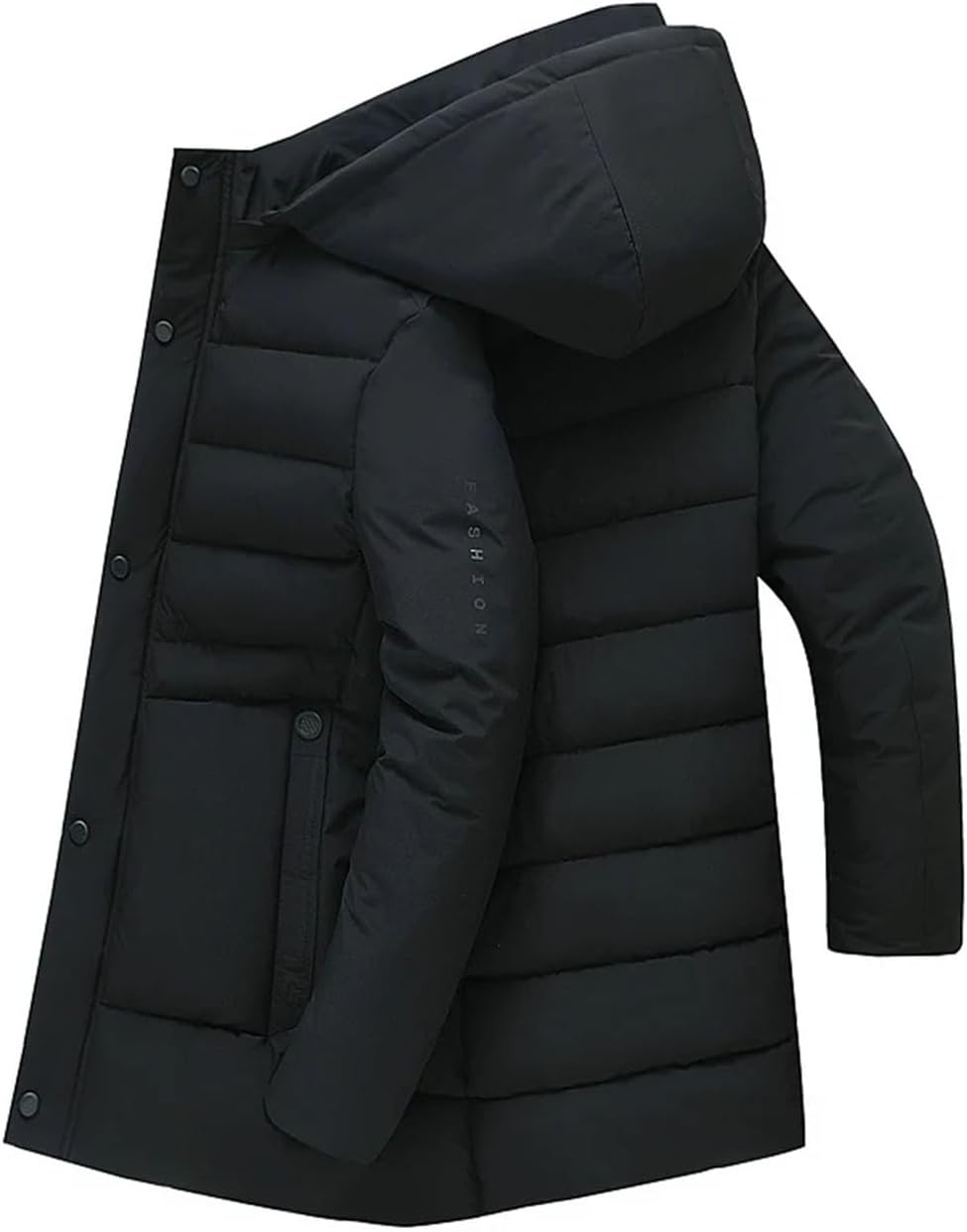 Men's Solid Color Zipper Down Jacket Fashion Hoodie Light Warm Loose Sports Running Wear