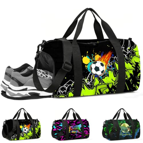 Bolsa de Deporte para Niños con Compartimento de Zapatos Independiente, 21 L Grande Travel Bag Fin de Semana, Bolsa de Natación para Playa para Viajes Cortos, Deportes Actividades Físicas, Playas