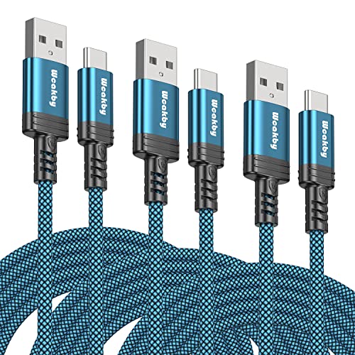 USB C Kabel [3 Stück 0.5+1+2m] Nylon Ladekabel USB C und Datenkabel USB C Schnellladekabel für Samsung Galaxy S22 S21 S20 S10/S9/S8+, Huawei P30/P20, Google Pixel, Sony Xperia XZ, OnePlus 6T