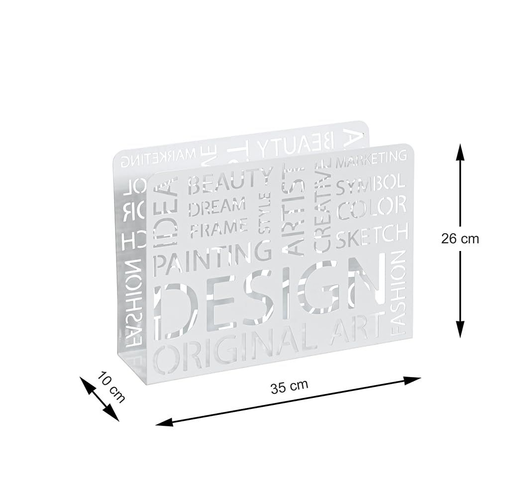HAKU Porte-revues en métal blanc, porte-journaux, porte-revues - Dimensions : L 35 x H 26 x P 10 cm, Style : Moderne