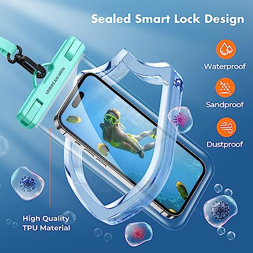 UNBREAKcable Waterproof Phone Pouch-2 Pack IPX8 Waterproof Phone Case for iPhone 16 15 14 13 12 11 Pro Max & Samsung S25 S24-Dry Bag & Travel Essentials for Beach, Pool, Kayak & Cruise-7" Blue+Green by UNBREAKcable - Used condition - Image 7