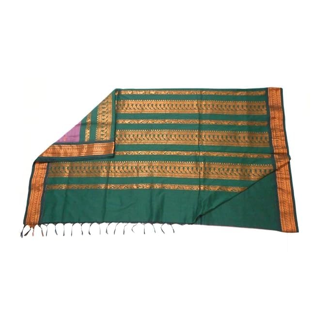 Image of Pure Kalyani Cotton Saree | Zari Border & Blouse Piece - Lata Gadwal Design | Traditional Saree